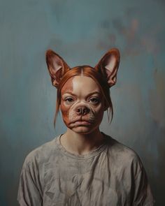 a painting of a woman with a dog's face painted on her forehead and nose