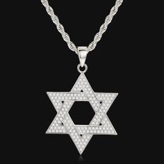 Men Women CZ Silver Jewish Star of David Pendant Necklace Punk Jewelry Chain 24" | eBay Men Chain, Jewish Star, Star Of David Pendant, Jewelry Chain, Daily Jewelry, Cubic Zirconia Necklace, Punk Jewelry, Protection Necklace, Men Jewelry