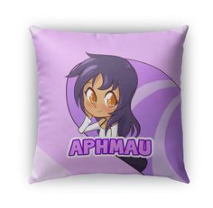 an anime character pillow with the word aphmau on it