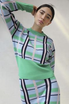 Meet our Delphine Jumper in Keep It Green! The perfect statement knit in our flattering plaid print. Match with our matching Bobby Trousers for the ultimate street style look. 100% Merino Wool Street Style Looks, 404 Not Found