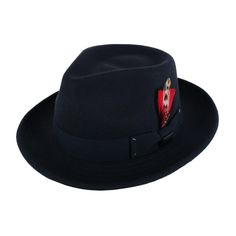 Dorfman Pacific Chester Packable Teardrop Felt Fedora Fall Fedora With Short Brim, Formal Fall Felt Fedora, Fall Season Brimmed Fedora, Fall Wool Top Hat With Short Brim, Black Wool Fedora With Flat Bill, Elegant Flat Bill Fedora For Fall, Winter Fitted Felt Fedora, Classic Felt Fedora For Fall, Winter Fedora Fitted In Felt