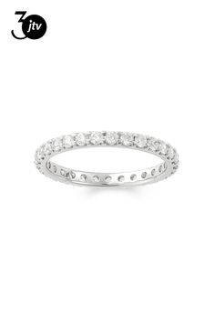 a white gold ring with round diamonds