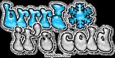 an image of the word snow cold in blue and white