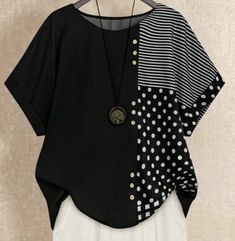 Polka Dot Tops, Batwing Sleeve Shirt, Plus Size Summer Casual, Sewing Blouses, Striped Tops Women, Sewing Clothes Women, Diy Clothes Design, Blouse Plus Size, Casual Wear Dress