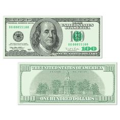 The Holiday Aisle Big Bucks Cutout $100 Bill (Set of 12) 100 Bill, Banknotes Money, Money Template, $100 Bill, Casino Party Decorations, 100 Dollar Bill, Dollar Bills, Gambling Party, Big Bucks