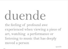 a poem written in black and white with the words duende on it's side