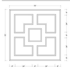 a drawing of a square and rectangle pattern on a white background with the measurements for each section