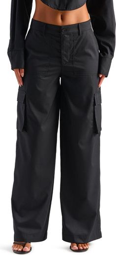 Naked Wardrobe Keep It Casual Wide Leg Cargo Pants | Nordstrom Pants Nordstrom, Cargo Pants Black, Wide Leg Cargo Pants, Cargo Pants Outfit, Black Cargo Pants, Black Cargo, Cargo Pants Women, Fabric Gifts, Free Fabric