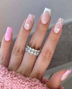 February Nails, Summery Nails, Girly Acrylic Nails, French Tip Acrylic Nails, White Nail, Acrylic Nails Coffin Short, Short Acrylic Nails Designs