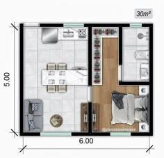 the floor plan for a small apartment