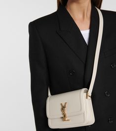 Solferino Small leather crossbody bag in cream Ysl Crossbody Bag, Crossbody Bag Outfit, Purse Outfit, Cream Bags, White Crossbody Bag, Small Leather Bag, Beige Bag, Luxury Crossbody, Quilted Crossbody Bag