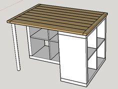 the plans for an outdoor table with storage compartments on each side and one shelf below