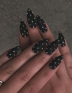 (paid link) simple nail designs black for short nails** Click image to read more details. Black Marble Nails, Black Stiletto Nails, Silver Glitter Nails, Gold Glitter Nails, Stiletto Nails Designs, Her Nails, Black Nail Designs, Pretty Acrylic Nails