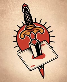 an image of a tattoo design on the back of a cell phone case, with a knife and fork sticking out of it