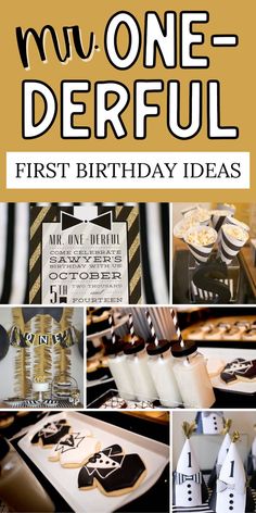 Collage of Mr. Onederful first birthday ideas. Mr Onederful Birthday Cake, Mr Onederful Birthday Party Ideas, First Birthday Party Ideas, Mr Onederful Birthday, Wild One Party, Onederful Birthday, Easy Birthday Gifts, Pink Lemonade Party