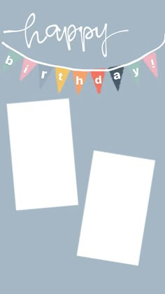 happy birthday card with two photos and bunting flags