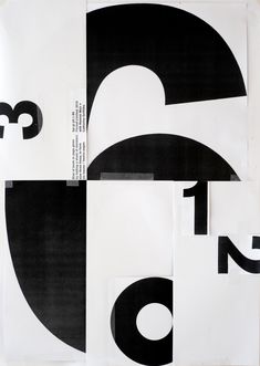 four black and white posters with different shapes