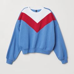 Brand New!! H&M Divided Color Block Sweatshirt Wide-Cut, Color-Block Sweatshirt With Dropped Shoulders, Long Sleeves, And Ribbing At Neckline, Cuffs, And Hem. Soft, Brushed Inside. 60% Cotton 40% Polyester (There Is A Tiny Ink Mark & Loose Thread On Top Shoulder Area) Photos Attached. Does Not Affect The Top. H&m Cotton Sporty Sweatshirt, H&m Sporty Cotton Sweatshirt, Blue Contrast Color Sweatshirt For Fall, Blue Sweatshirt With Contrast Color For Fall, Blue Sporty Sweatshirt With Contrast Color, Sporty H&m Crew Neck Tops, H&m Sporty Crew Neck Tops, H&m Relaxed Fit Crew Neck Sweatshirt, Blue Cotton Color Block Sweater