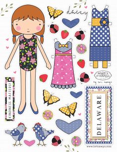 the paper doll is wearing a dress and some other things