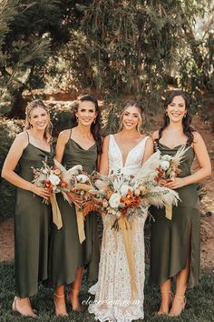 bridesmaid dresses style outfit ideas wedding day 2022 green dress satin Olive Bridesmaid Dresses, Olive Green Bridesmaid Dresses, Fall Bridesmaid Dresses, Dress Bridesmaids, Dress Date, Silk Satin Dress, Bridesmaid Dress Styles, Green Bridesmaid, Green Bridesmaid Dresses