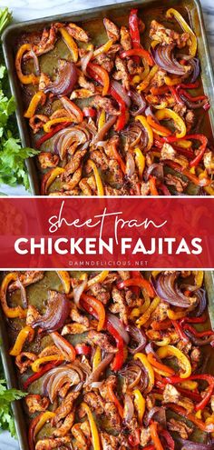 sheet pan chicken fajitas with peppers and onions