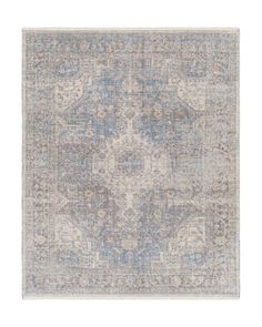 an area rug with blue and beige colors on the bottom, in front of a white background