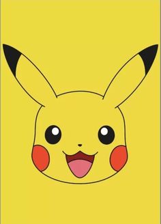 the pokemon pikachu face is shown on a yellow background