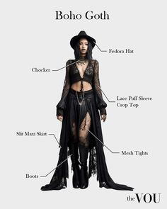 Goth Country Aesthetic, Goth Boho Outfits, Boho Goth Outfits, Goth Country, Country Goth, Bohemian Goth, Hippie Goth