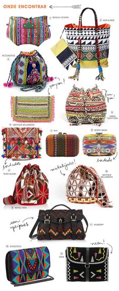 Achados da Bia | Tendência | Bolsa | Étnica | Tribal | Asteca | Pompom | Bordado | Pingente Sac Diy, Wayuu Bag, Boho Bags, Handbags And Purses, Hippie Chic