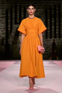 Shop Carolina Herrera's Kaleidoscopic Mexico City Show | Who What Wear Big Sleeves, 2025 Fashion, Taylor Hill, Lela Rose, Couture Week, Dress Shirt Sleeves, Orange Dress