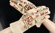 Schiaparelli musical gloves Evening Gloves, Mae West, Costume Collection, White Gloves