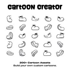 cartoon avatars are shown in black and white, with the words cartoon creator below them