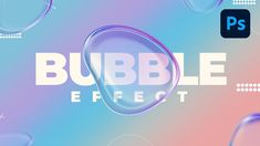 the text bubble effect is displayed in front of an image of blue and pink bubbles