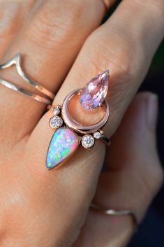 Raw Stone Engagement Rings, Radiant Rings, Unicorn Ring, Affirmation Manifestation, Lavender Opal, Mystic Moon, Extraordinary Jewelry, Instagram Message, Rainbow Opal