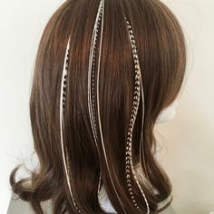 "This listing is for a diy feather hair extension kit which includes: -5 beautiful thin, wispy natural colored and grizzly premium bonded american rooster hair feathers in the length of your choice: 6\"-10\", 10\"-13\"+ -3 hair extension beads in the color of your choice. -1 hair threader -Installation instructions All you will need to complete the installation are flat nosed pliers. The feathers in this blond and grizzly mix, are thin and wispy. If you prefer wider, fluffier feathers just leave Hair With Feathers, Feathers In Hair, Hair Feathers, Diy Feather, Feather Extensions, Feather Hair Extensions, Crimped Hair, Rooster Feathers, Hairstyle Inspo