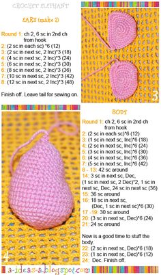 the instructions for crocheted hearts are shown