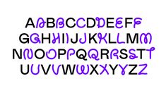 the letters are purple and black in this type of font that appears to be made out of