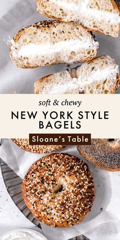 new york style bagels with poppy seed sprinkles are on the table