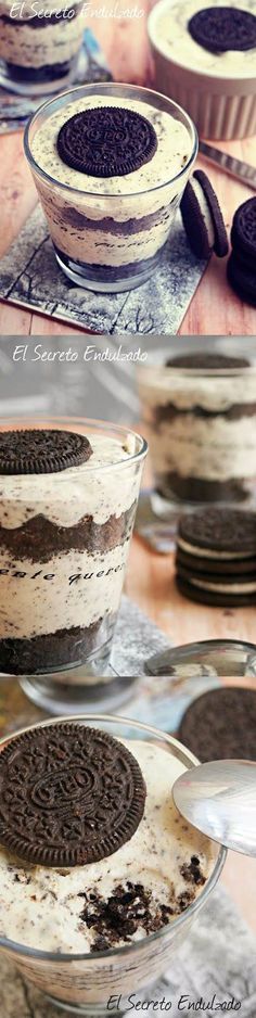 an oreo cookie cake is shown in three different stages