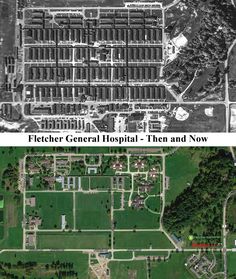 two maps showing the location of different hospital buildings