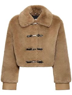 Women's ROTATE BIRGER CHRISTENSEN Sepia Fluffy Faux Fur Jacket - Brown - Casual jackets Front clasp closure. Lined. Model is wearing a size36