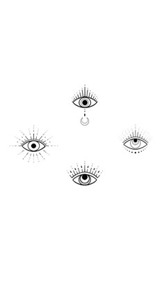 four different types of eyes in black and white with the third one being drawn to look like an eye