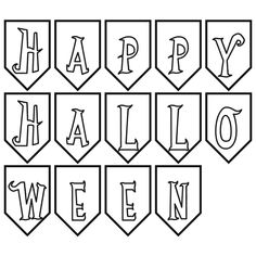 happy halloween bunting banner with black and white lettering