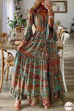 Bohemian Schick, Look Boho Chic, Boho Chique, Retro 3, Chic Maxi Dresses, Estilo Hippie, Boho Chic Dress, Dress Retro, Holiday Dress