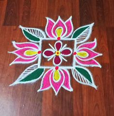 a colorful flower design on the floor