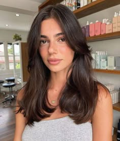 Brunette Hair Cuts, Brown Hair Looks, Brown Hair Inspo, Layered Haircuts For Medium Hair, Long Dark Hair