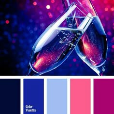 two glasses of wine with pink and blue colors