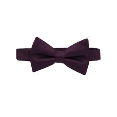 A solid plum pre-tied bow tie. Classic Pre-tied Butterfly Knot Bow Tie, Solid Color Standard Tie Satin Bow, Classic Solid Color Bow With Ties, Elegant Solid Color Bow With Tie Back, Solid Color Bow Tie For Party, Elegant Solid Bow Tie, Elegant Solid Color Bow, Classic Adjustable Solid Color Bow, Classic Adjustable Solid Bow