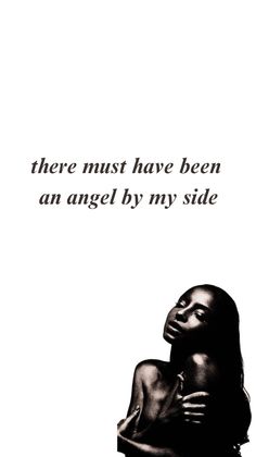 an image of a woman hugging her face with the words, there must have been an angel by my side