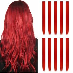 PRICES MAY VARY. 🌈【Colored Hair Extensions Materia】Made of heat-resistant synthetic fibers, no knots, no static electricity, no odor, double-row car line process, neat alignment, strong and firm, the amount of hair is not easy to lose, with a soft texture such as the real hair version. 🌈【Easy to use】Clip-on straight hair extensions, each with a separate clip. easy to wear, a firm fit, invisible and non-marking, with it you can jump at will, do not worry about falling off.No chemical treatment, Pink Hair Extensions, Red Hair Extensions, Christmas Cosplay, Colored Hair Extensions, Straight Hair Extensions, Hairpieces For Women, Girls Halloween, Synthetic Hair Extensions, Clip In Extensions